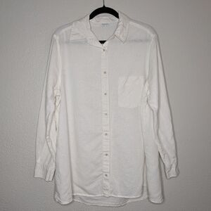 WeWoreWhat White Oversized Minimalist Classic Linen Blend Button Down Shirt S
